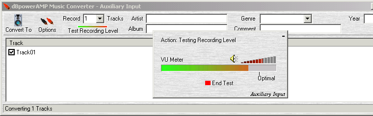 dBPowerAmp Music Converter Testing Recording Level - volume not exceeding Optimal